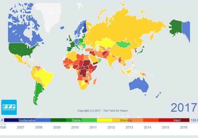 არამდგრადი სახელმწიფოების ინდექსით, საქართველო მსოფლიოში 79-ე ადგილზეა