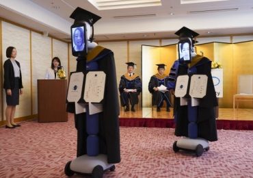 A Japanese University used remote-controlled robots to hold a virtual graduation